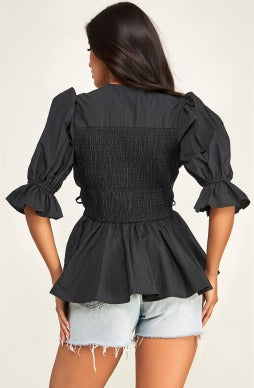 Black Rose Peplum Top