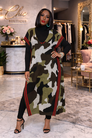 Camo & Confidence | Sweater Maxi
