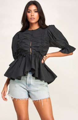 Black Rose Peplum Top
