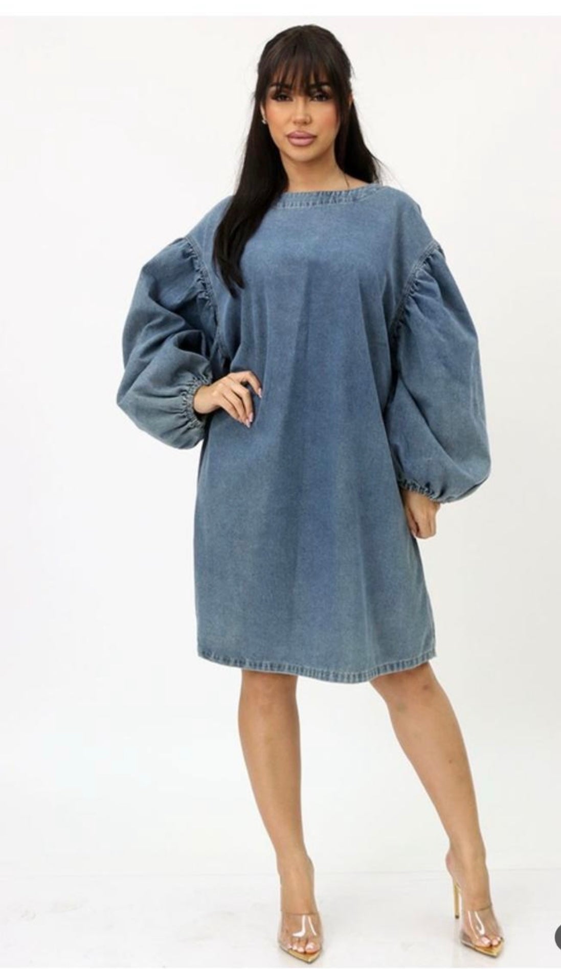 DM Me|Denim Balloon Sleeve Dress Fetish For Styles Boutique DM Me|Denim Balloon Sleeve Dress Fetish For Styles Boutique